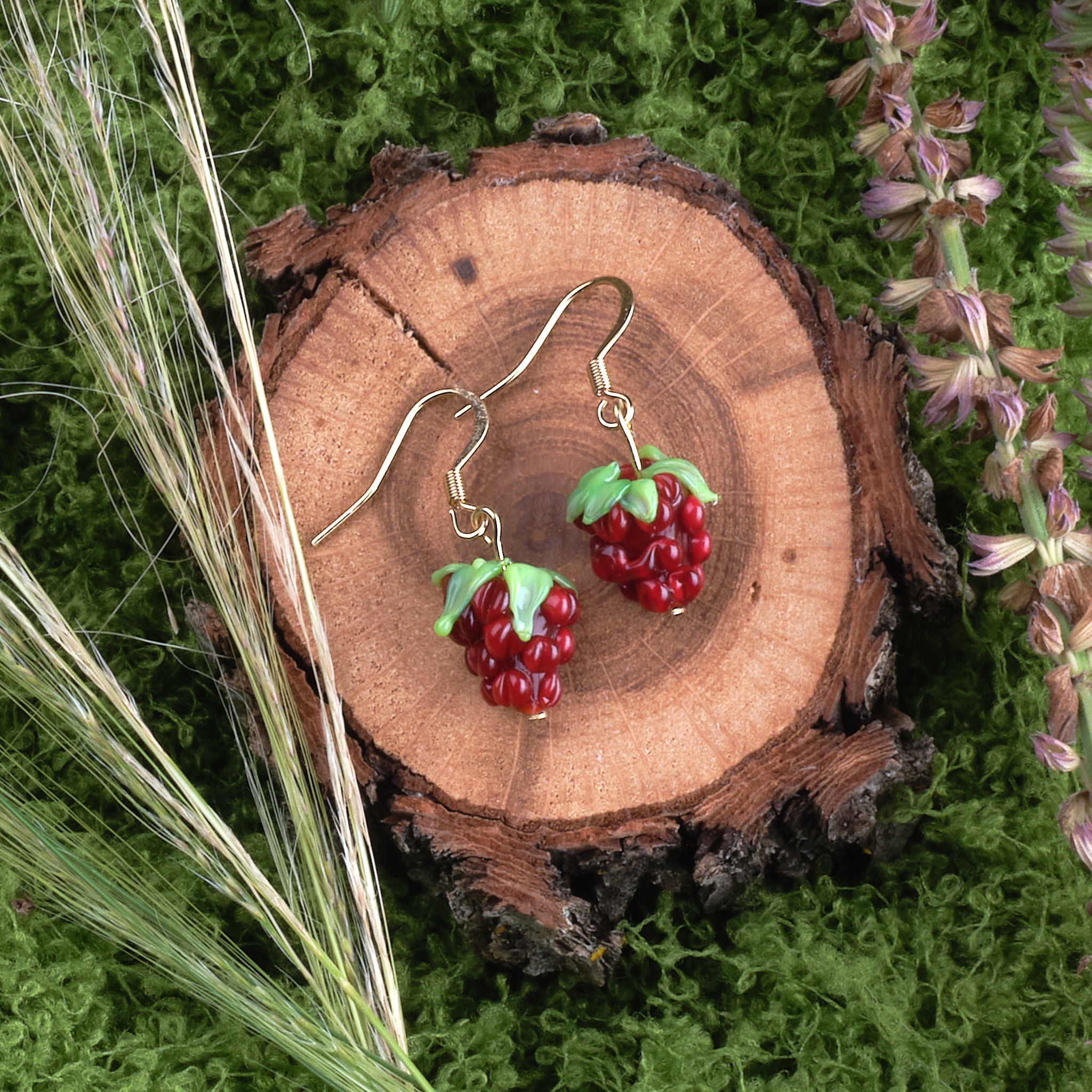 Wild Raspberry Cluster Earrings