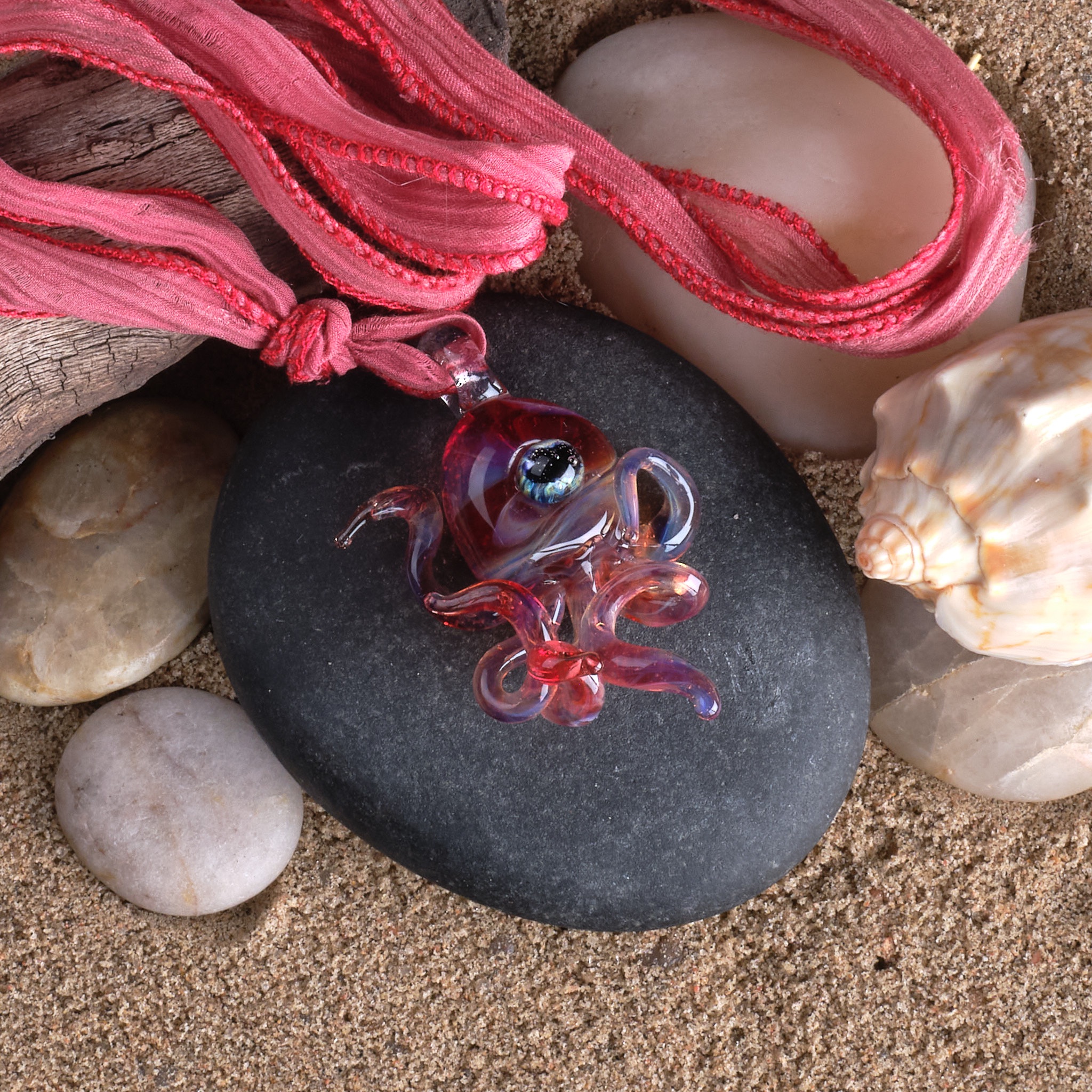 Ruby Kraken Octopus Pendant