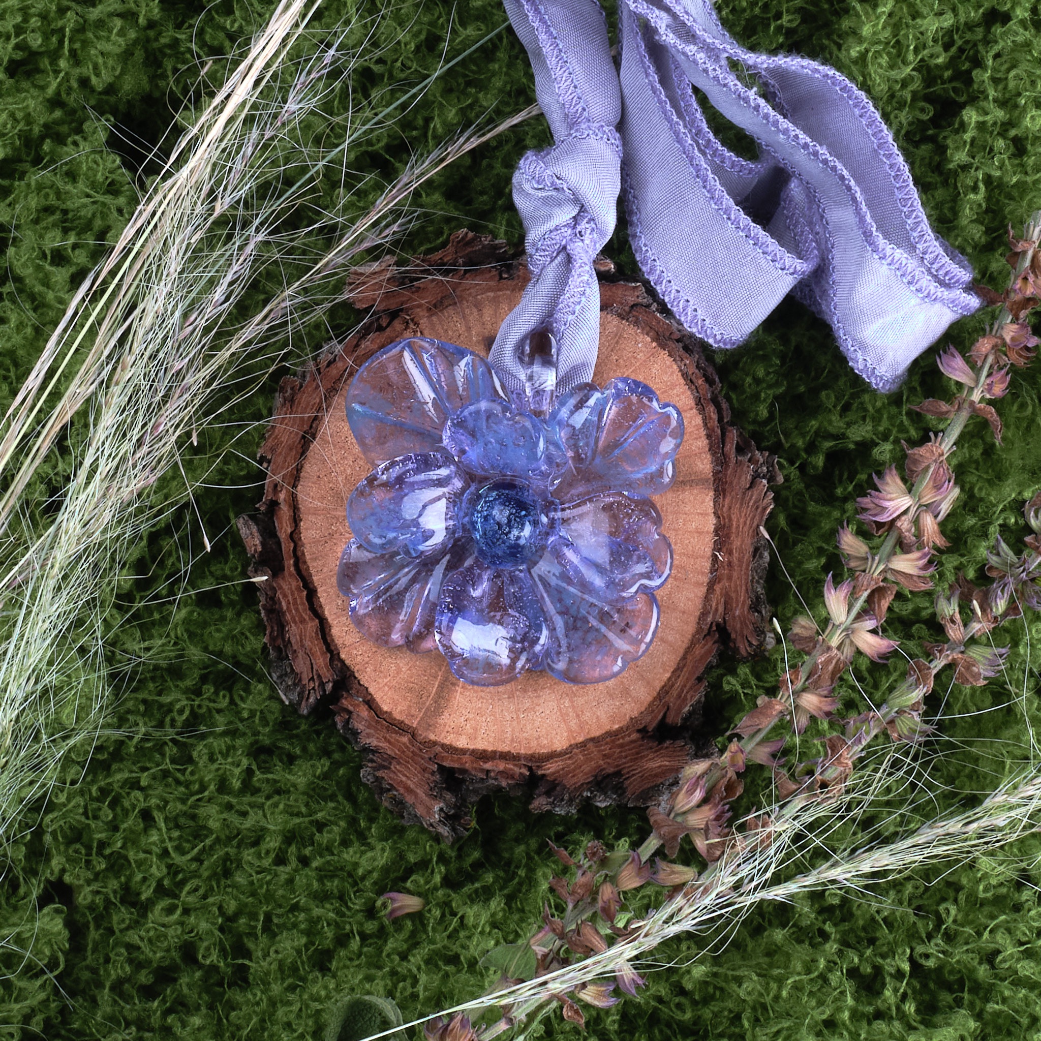Lilac Bloom Glass Pendant