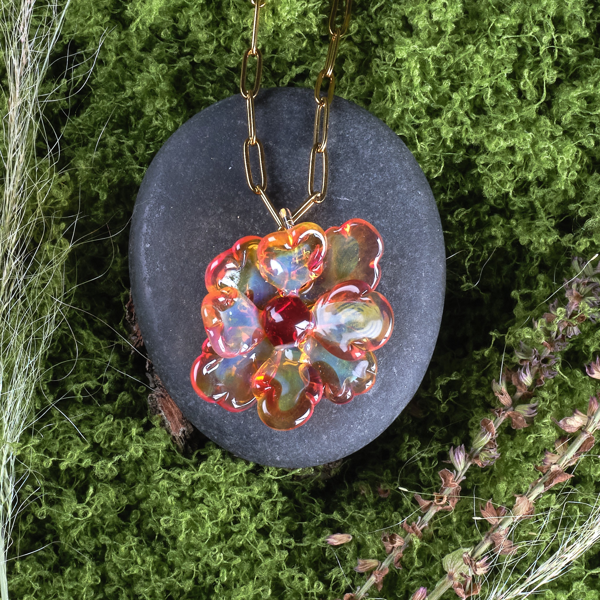 Sunset Blossom Glass Pendant