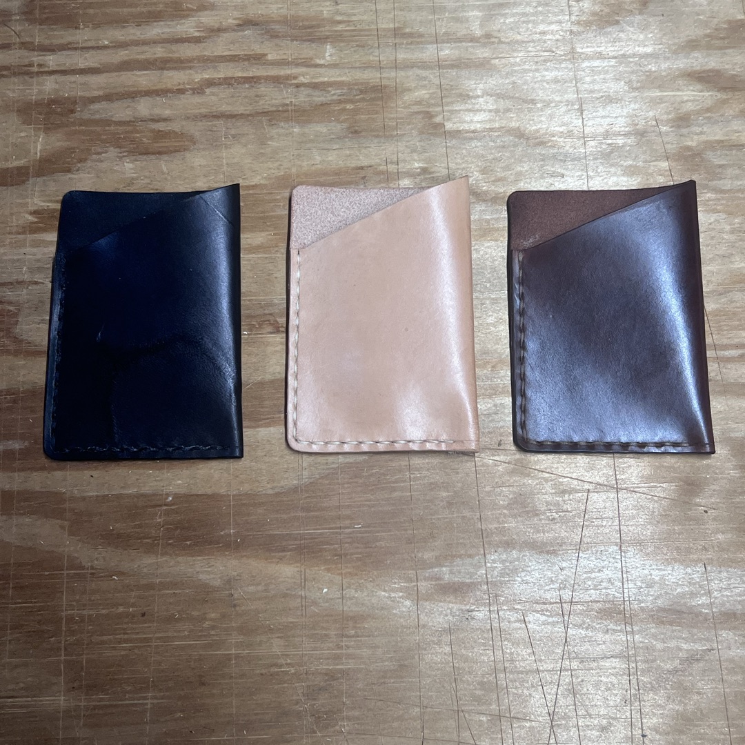 Minimalist Leather Card Wallet, Handmade Veg-Tan Leather