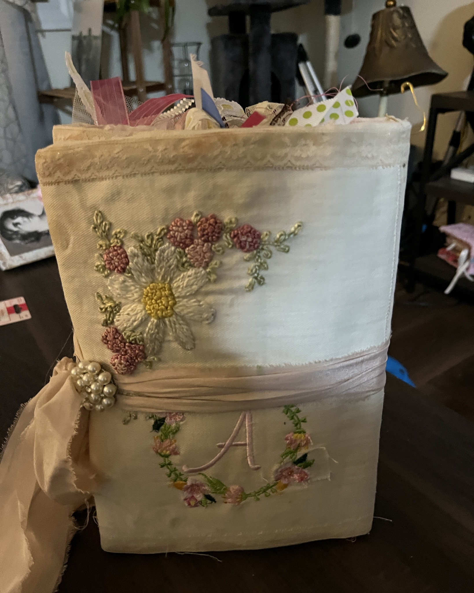 Handmade embroidered A junk journal