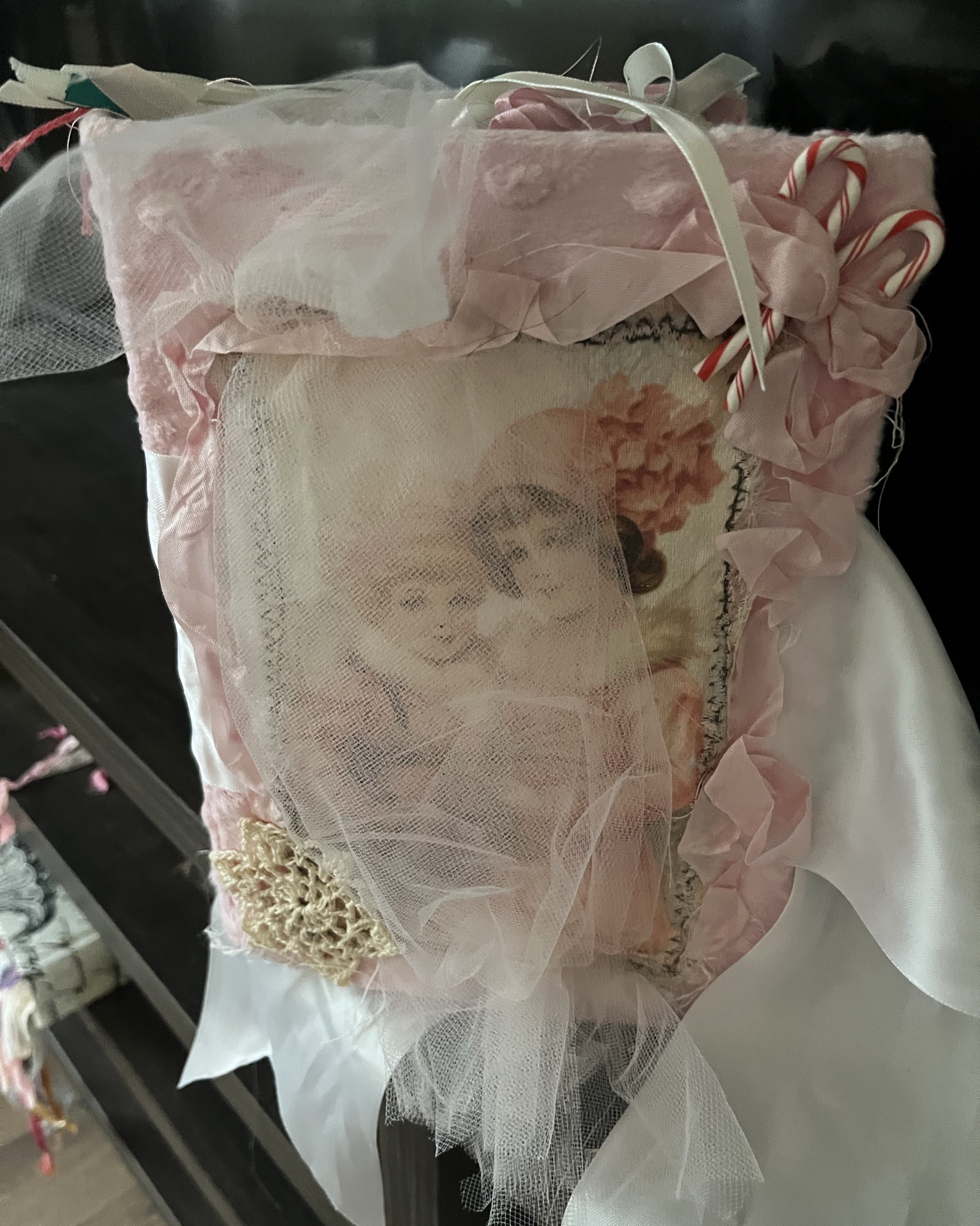 Handmade pink Christmas junk journal