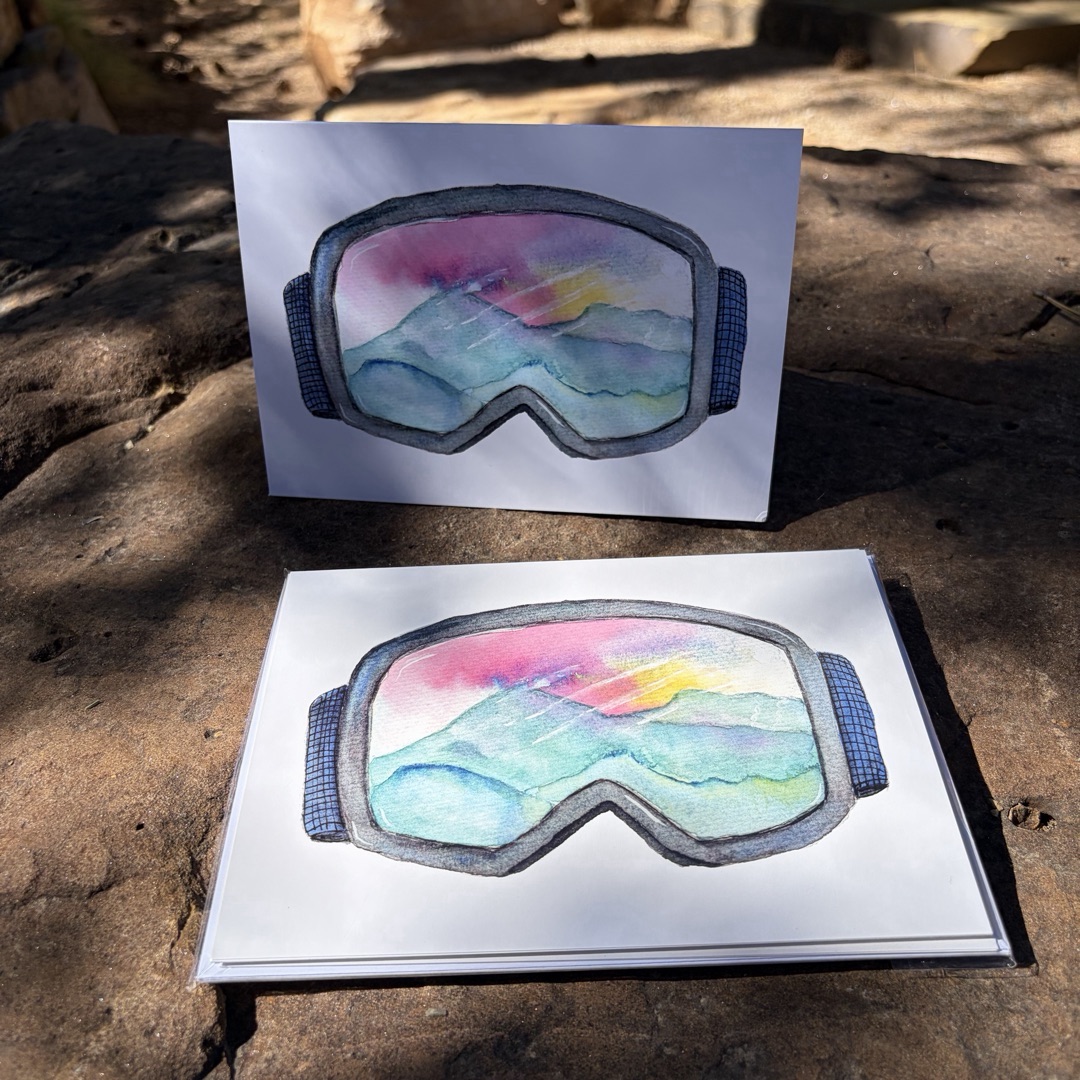 Watercolor Ski Goggle 5-pack notecards