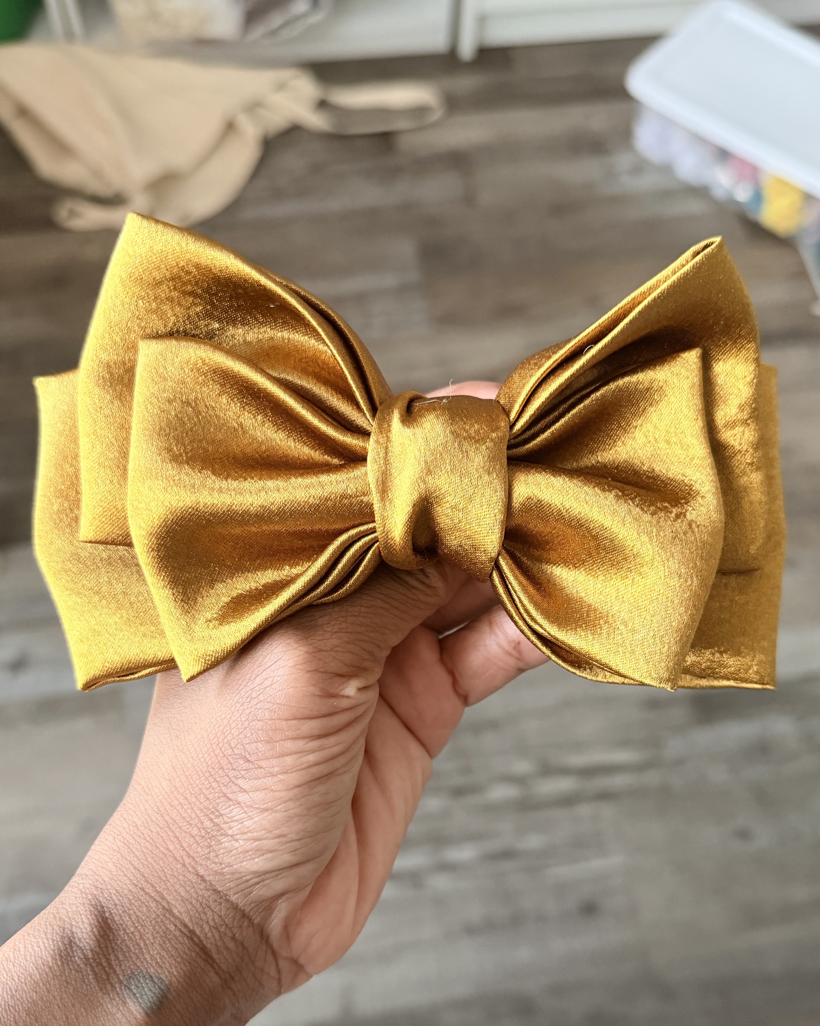 Large Satin Golden Barrette for Women