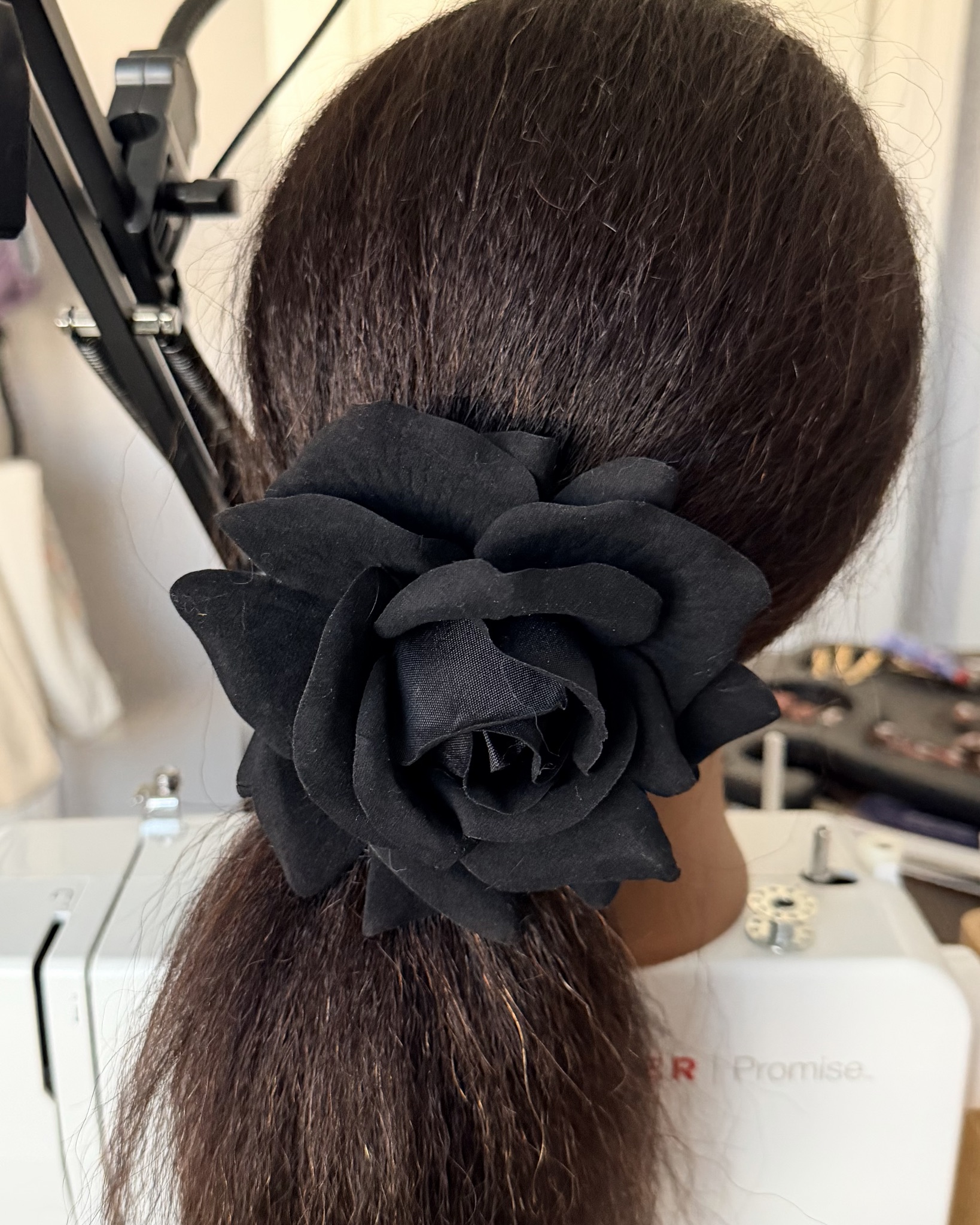 Large Black Rose Hair Clip