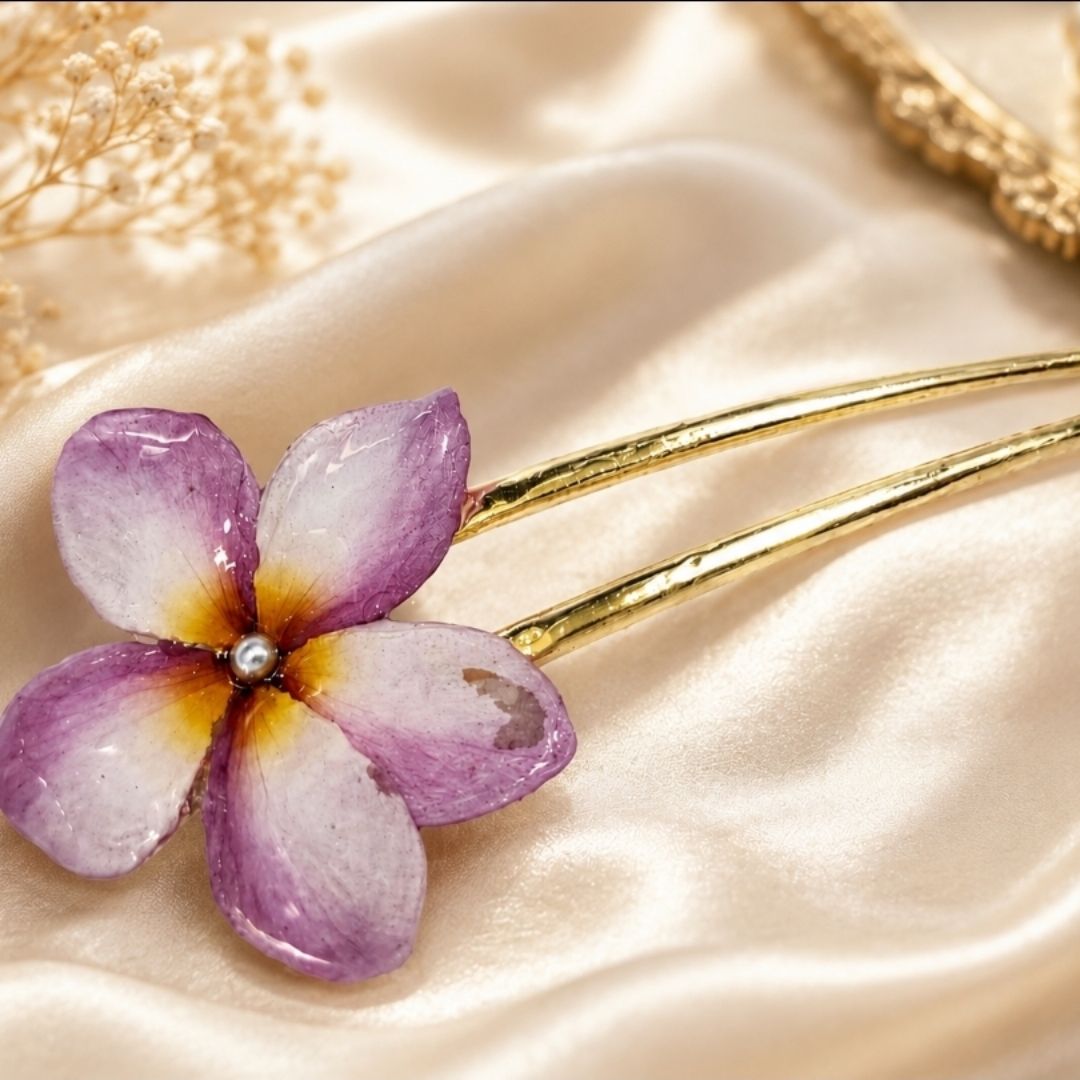Real Plumeria Flower Hair Fork | Botanical Hair Jewelry 🌸