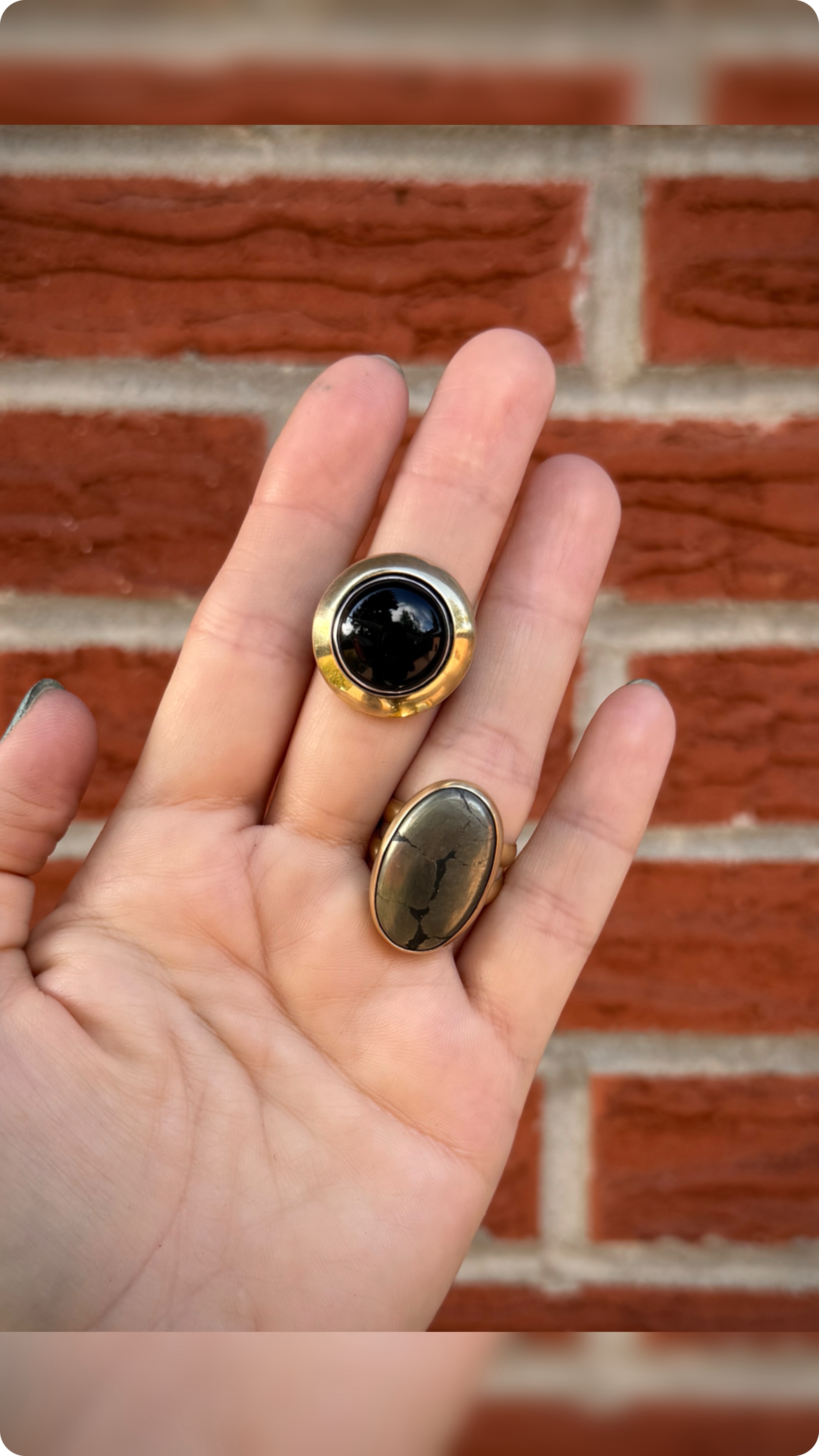 Brass, Silver, & Onyx - 9.5 or Brass & Apache Gold - 10 • Come check them out in person tomorrow May 9th, at @durangofarmers market. We’ll be set up on Main from 8am-12pm!t
